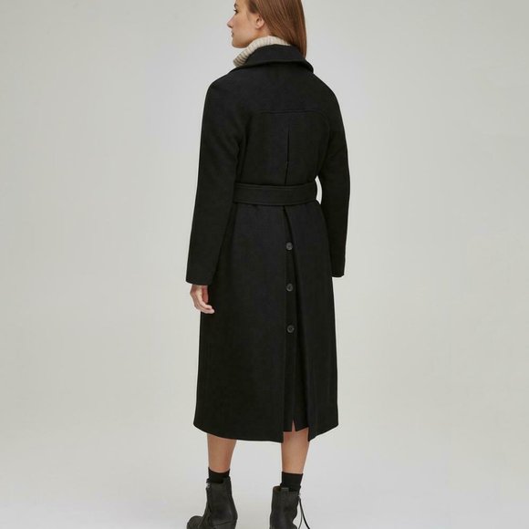 Andrew Marc NWT Elegant BLACK Sculpted Twill Double-Breasted Coat size 2,4,6,14 - Picture 3 of 7